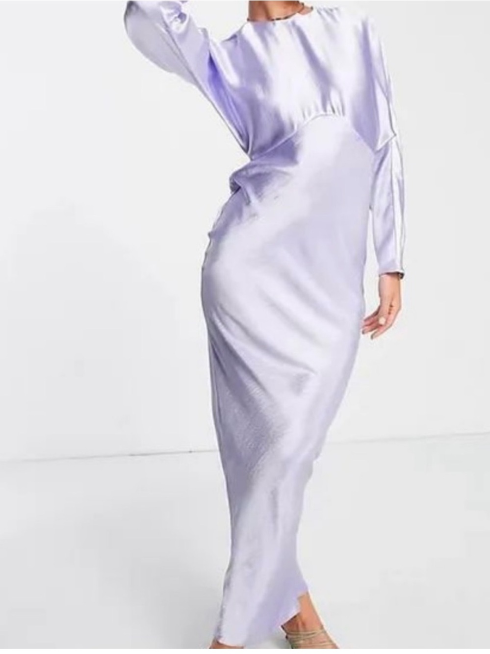 ASOS Lilac Satin Long Sleeve Maxi Dress